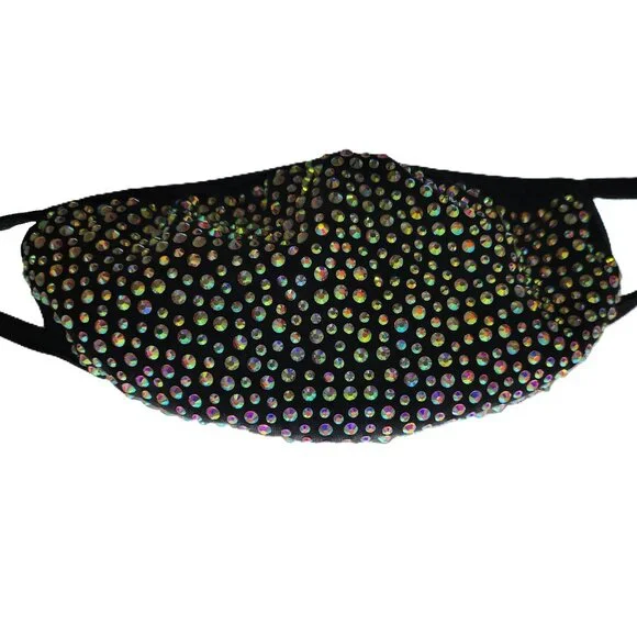Rainbow Rhinestone Face Mask - Picture 4 of 5